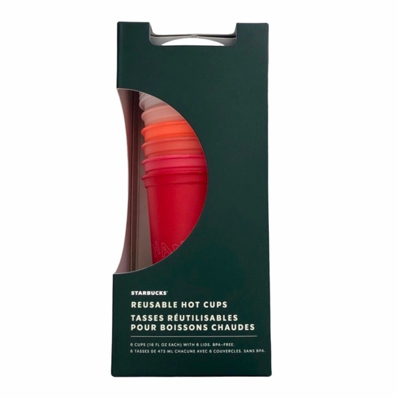 Starbucks Holiday 2019 Reusable Hot Cups Set OS Limited Edition NWT Gift 6 Cups - Picture 2 of 3